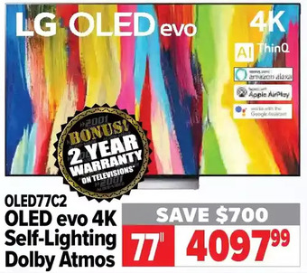 2001 Audio Video Lg 77" oled evo 4k self-lighting dolby atmos offer