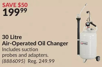 Princess Auto 30 litre air-operated oil changer offer