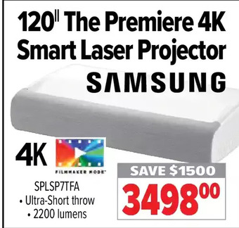 2001 Audio Video Samsung 120" the premiere 4k smart laser projector offer