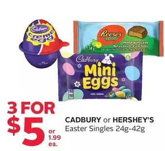 Rexall Cadbury or hershey's easter singles offer
