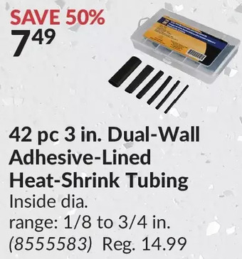 Princess Auto 42 pc 3 in. dual-wall adhesive-lined heat-shrink tubing offer