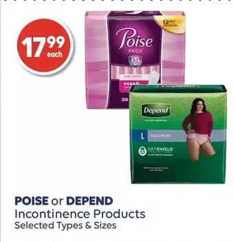 Wellwise by Shoppers Poise or depend incontinence products offer