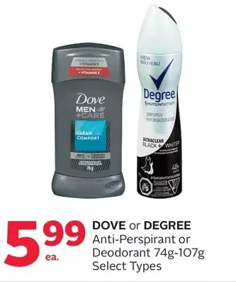 Rexall Dove or degree anti-perspirant or deodorant offer