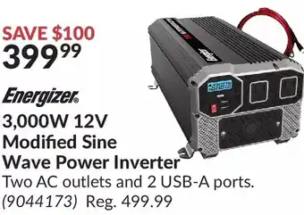 Princess Auto Energizer 3,000w 12v modified sine wave power inverter offer
