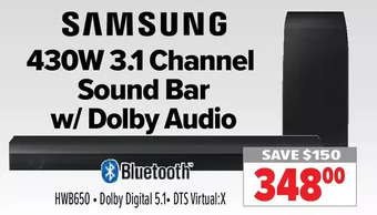 2001 Audio Video Samsung 430w 3.1 channel sound bar w/ dolby audio offer