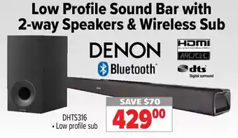 2001 Audio Video Denon bluetooth low profile sound bar with 2-way speakers & wireless sub offer