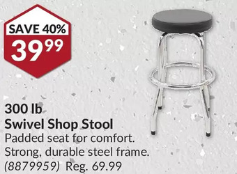 Princess Auto 300 lb swivel shop stool offer