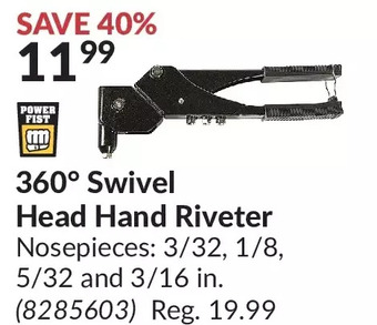 Princess Auto 360° swivel head hand riveter offer