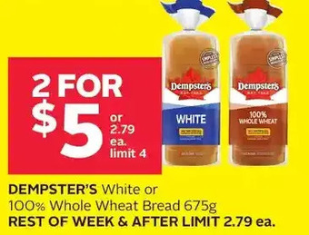 Rexall Dempster's white or 100% whole wheat bread offer