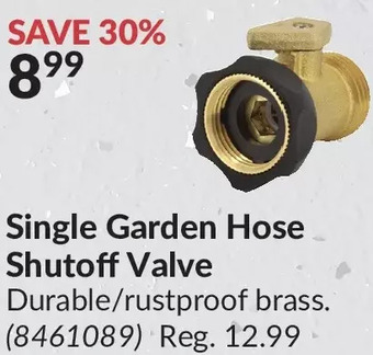 Princess Auto Single garden hose shutoff valve offer