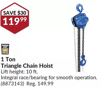 Princess Auto 1 ton triangle chain hoist offer