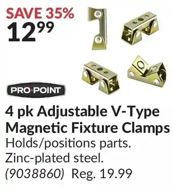 Princess Auto Pro-point 4 pk adjustable v-type magnetic fixture clamps offer