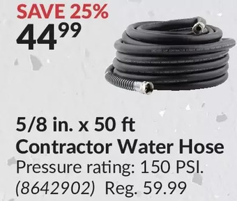 Princess Auto 5/8 in. x 50 ft contractor water hose offer