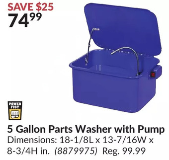 Princess Auto 5 gallon parts washer with pump offer