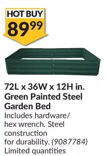 Princess Auto 72l x 36w x 12h in. green painted steel garden bed offer