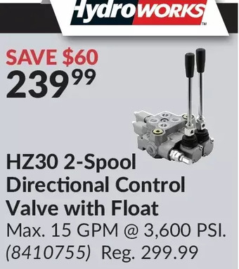 Princess Auto Hydroworks hz30 2-spool directional control valve with float offer