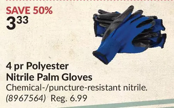 Princess Auto 4 pr polyester nitrile palm gloves offer