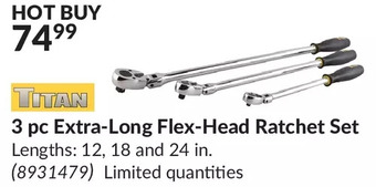 Princess Auto 3 pc extra-long flex-head ratchet set offer