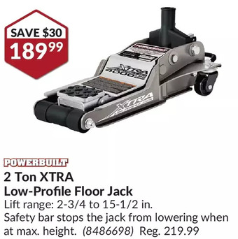 Princess Auto Powerbuilt 2 ton xtra low-profile floor jack offer
