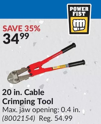Princess Auto 20 in. cable crimping tool offer