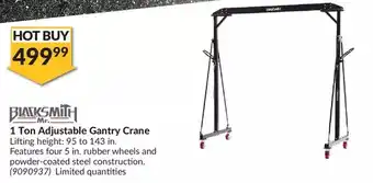 Princess Auto Mr. blacksmith 1 ton adjustable gantry crane offer
