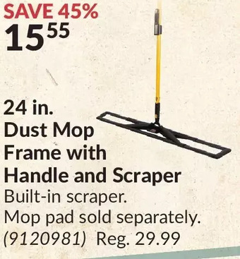Princess Auto 24 in dust mop frame with handle and scraper offer