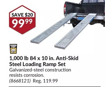 Princess Auto 1,000 lb 84 x 10 in. anti-skid steel loading ramp set offer
