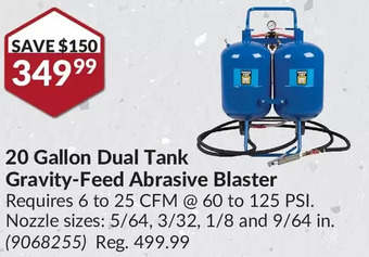 Princess Auto 20 gallon dual tank gravity-feed abrasive blaster offer
