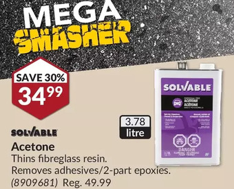 Princess Auto Solvable acetone offer