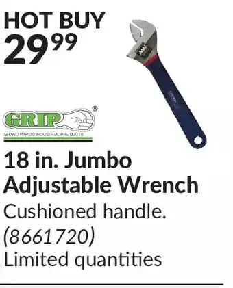 Princess Auto Grip 18 in. jumbo adjustable wrench offer