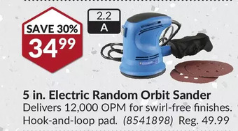 Princess Auto 5 in. electric random orbit sander offer
