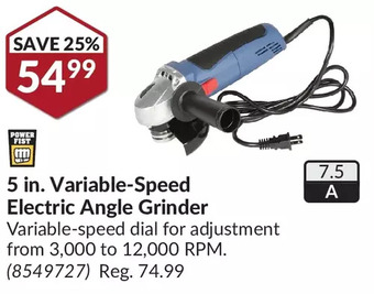Princess Auto 5 in. variable-speed electric angle grinder offer