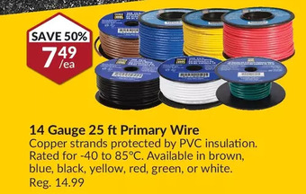 Princess Auto 14 gauge 25 ft primary wire offer