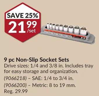 Princess Auto 9 pc non-slip socket sets offer
