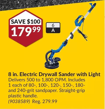 Princess Auto 8 in. electric drywall sander with light offer