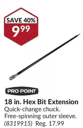 Princess Auto Pro-point 18 in. hex bit extension offer
