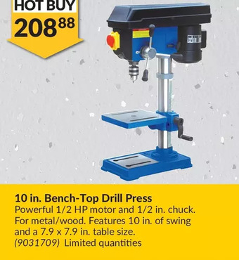 Princess Auto 10 in. bench-top drill press offer