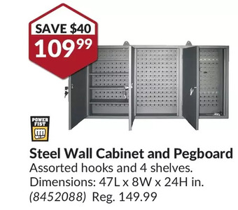 Princess Auto Power fist steel wall cabinet and pegboard offer