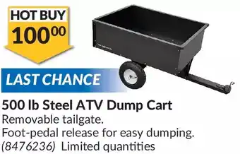 Princess Auto 500 lb steel atv dump cart offer