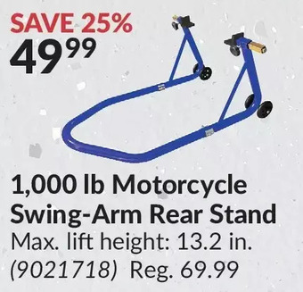 Princess Auto Power fist 1,000 lb motorcycle swing-arm rear stand offer