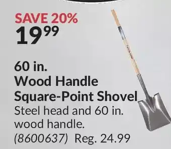 Princess Auto Pro-point 60 in. wood handle square-point shovel offer
