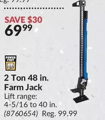 Princess Auto Power fist 2 ton 48 in. farm jack offer