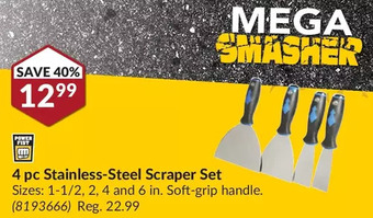 Princess Auto 4 pc stainless-steel scraper set offer