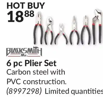 Princess Auto Mr. blacksmith 6 pc plier set offer