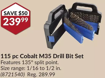 Princess Auto 115 pc cobalt m35 drill bit set offer