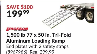 Princess Auto 1,500 lb 77 x 50 in. tri-fold aluminum loading ramp offer