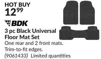 Princess Auto 3 pc black universal floor mat set offer