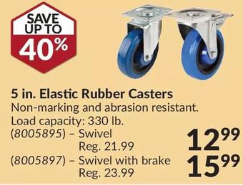 Princess Auto 5 in. elastic rubber casters swivel | swivel with brake offer