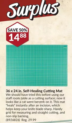 Princess Auto 36 x 24 in. self-healing cutting mat offer