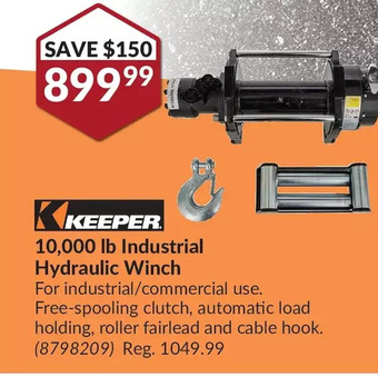 Princess Auto Keeper 10,000 lb industrial hydraulic winch offer